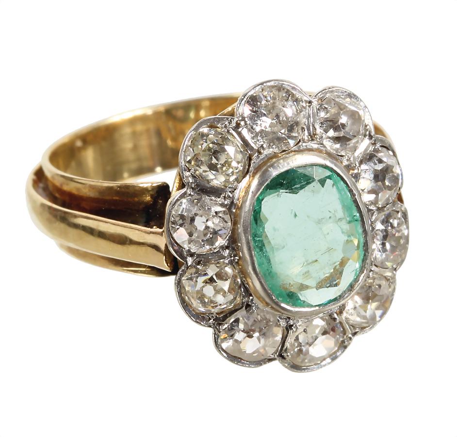 Ring um 1880, zentraler Smaragd ca. 0,90 ct (6,2 x 8,0 (1 of 1)