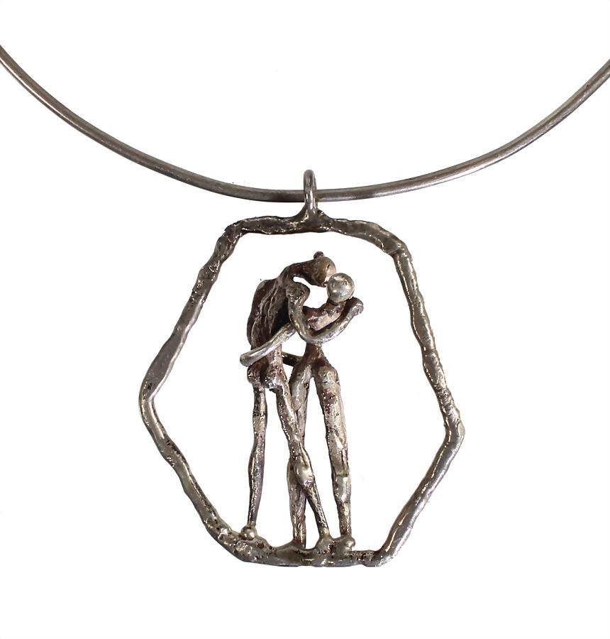 necklace, stylized woman and  man, USA 1970s/'80s, (1 of 1)