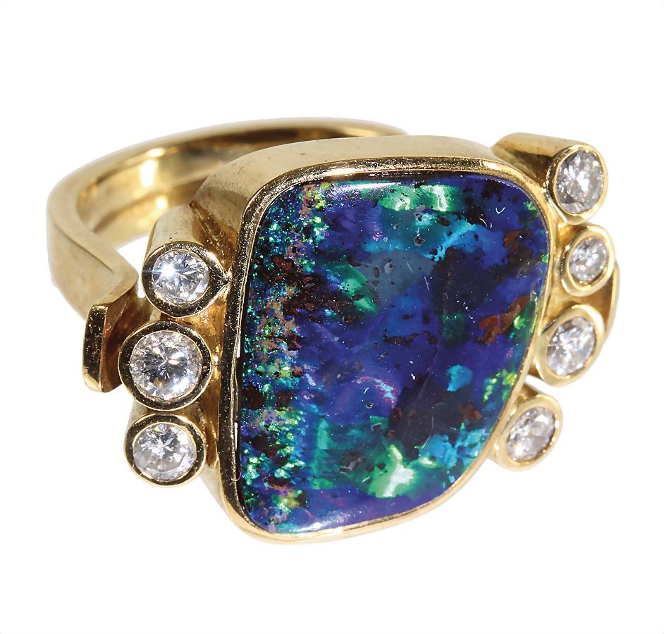 ring, GG 750/000, central boulder opal (Australia), (1 of 3)
