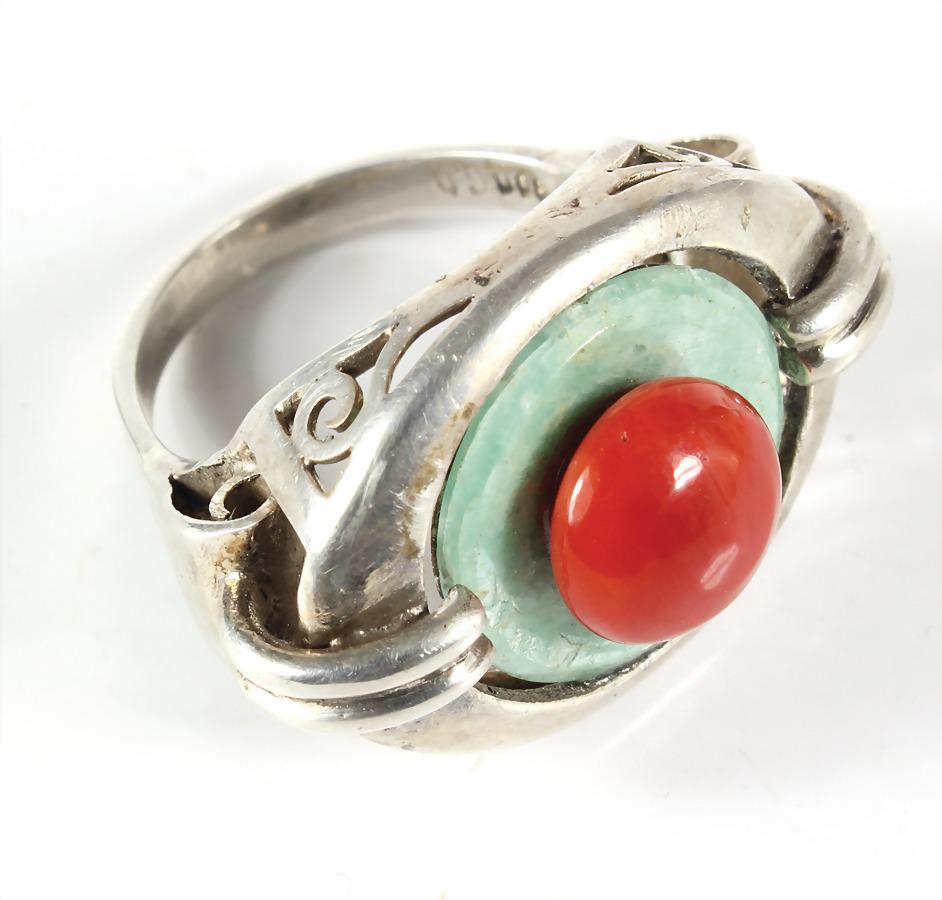 ring, "ART-DECO" 1930s, silver 900/000, signed G.D (1 of 2)