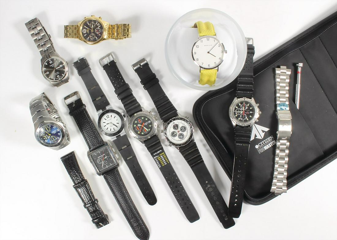 lot: 8 men's watches, 1 Seiko chronograph, 1 Ascot (1 of 2)