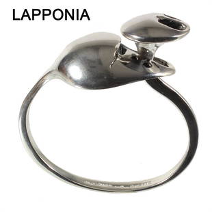 futuristic bracelet, silver 925/000, STRANGE DAYS 1972,: futuristic bracelet, silver 925/000, STRANGE DAYS 1972, signed LAPPONIA Finland, designer "POUL HAVGAARD", inside: c. 70.5 x 58.5 mm, total 76.0 g, heavy worked, as good as new with original drawstrin