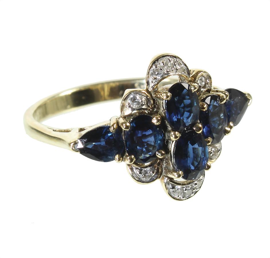 ring yellow gold 585/000, 10 pieces 8/8 diamonds white, (1 of 2)