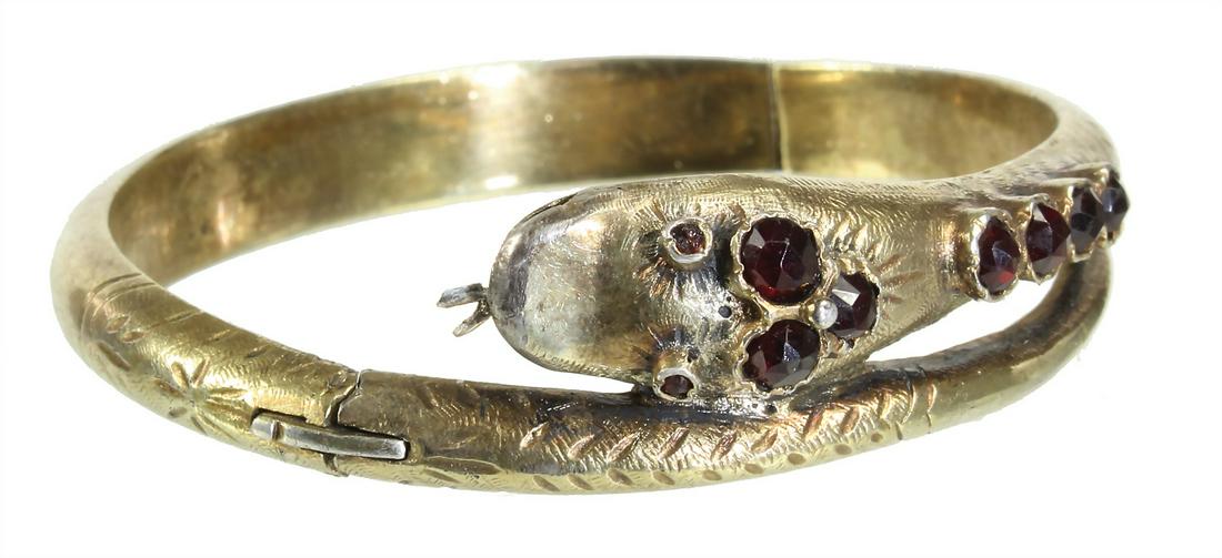 bracelet snake, mid 19th century, silver gilded, garnet (1 of 1)