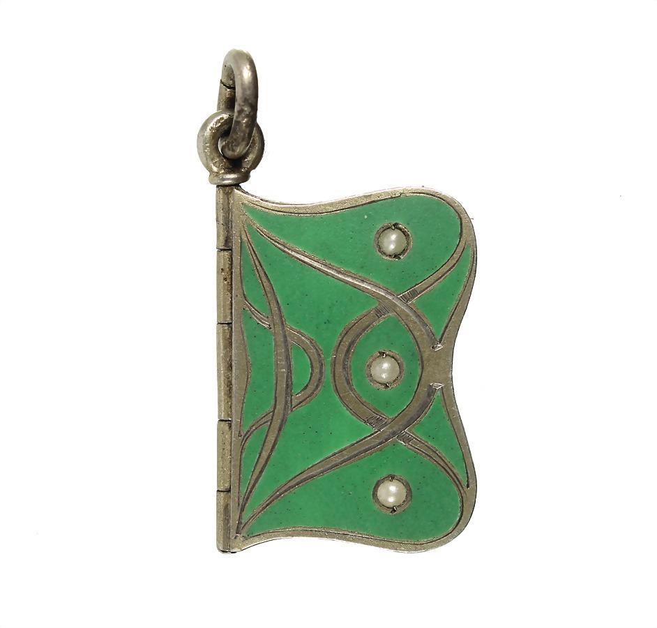 pendant, art nouveau around 1900, silver gilded, 3 (1 of 2)