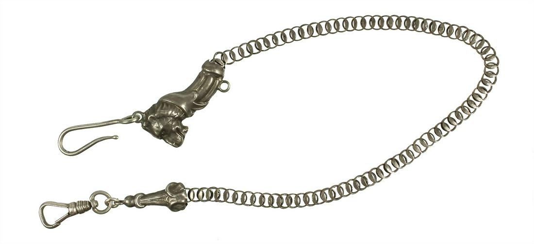 verge watch chain around 1800, silver, lion head, with (1 of 2)