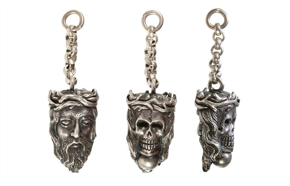 pendant, MOMENTO MORI, silver (checked), on a (1 of 3)