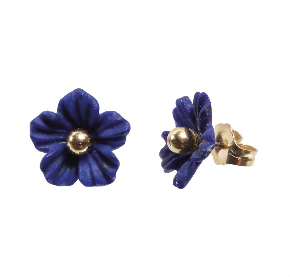 a pair of ear studs, yellow gold 585/000, lapis lazuli (1 of 1)