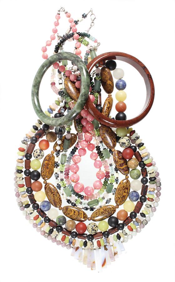 lot: 9 stone necklaces, silver clasps, e.g. 1 (1 of 1)