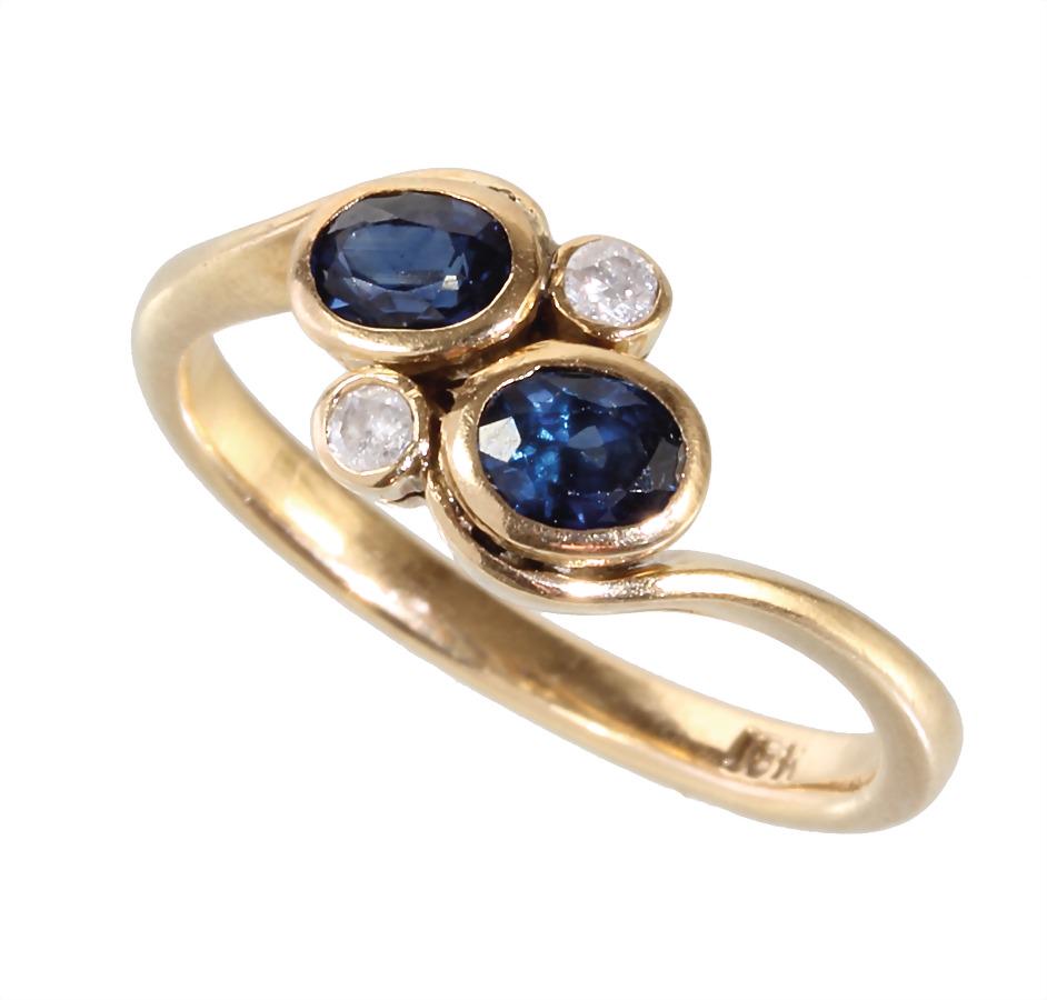 ring, yellow gold 750/000 , 2 sapphire c. 0.5 ct (1 of 1)