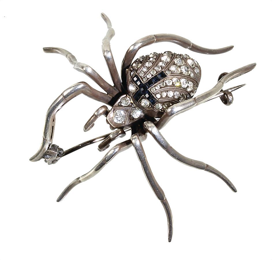 brooch spider, ART-DECO, France 1920/'30s, silver 935 (1 of 1)