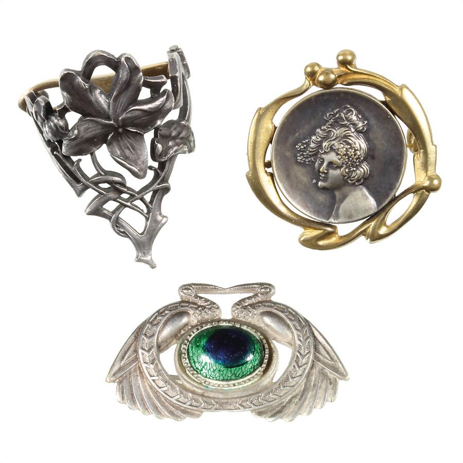 lot: art nouveau around 1900, silver, partially gilded, (1 of 1)