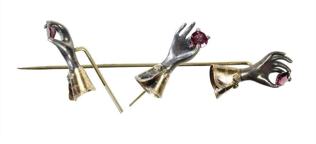 pin around 1870/80, hand, silver 13 lot, signed horse (1 of 1)