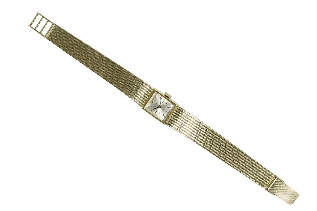 Ladies' wristwatch, JUNGHANS, manual winding: Ladies' wristwatch, JUNGHANS, manual winding 1960s/'70s, yellow gold 585/000, folding clasp, lenght = c. 16.0 cm, total 32.0 g, clock is running ! German Description Damen-Armbanduhr, JUNGHANS, Handau