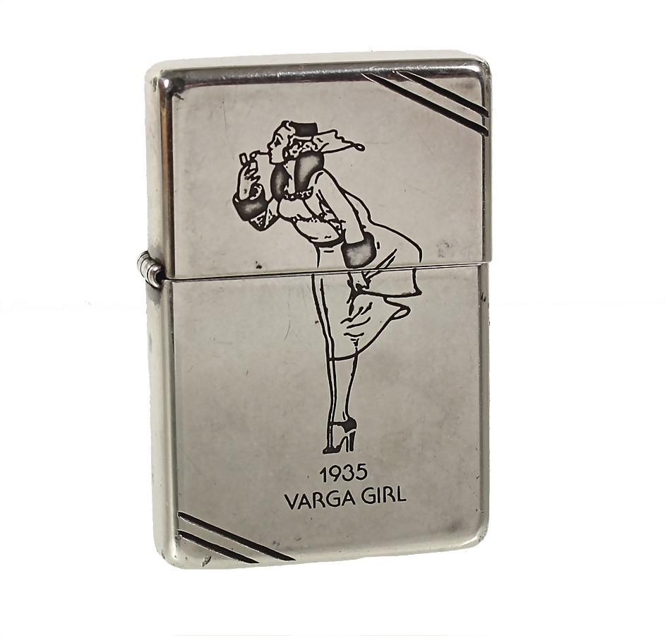 Art Deco Gasoline Lighter, Zippo, Engraved: 1935 Varga