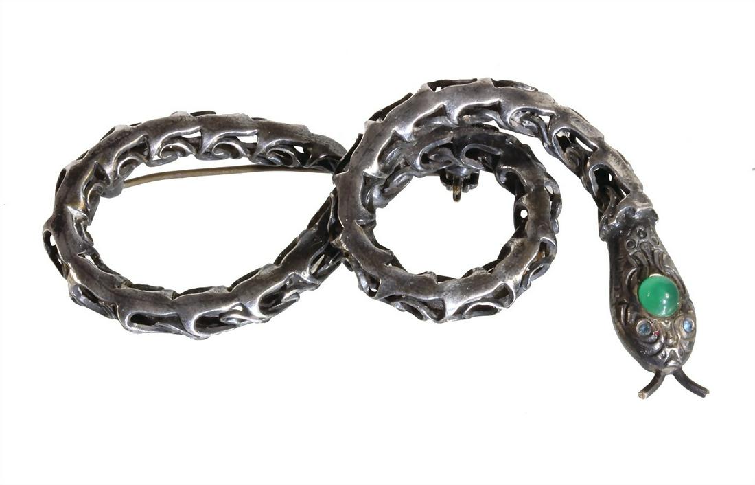 unusual brooch, ART-DECO 1930/'40s, silver (tested), (1 of 1)