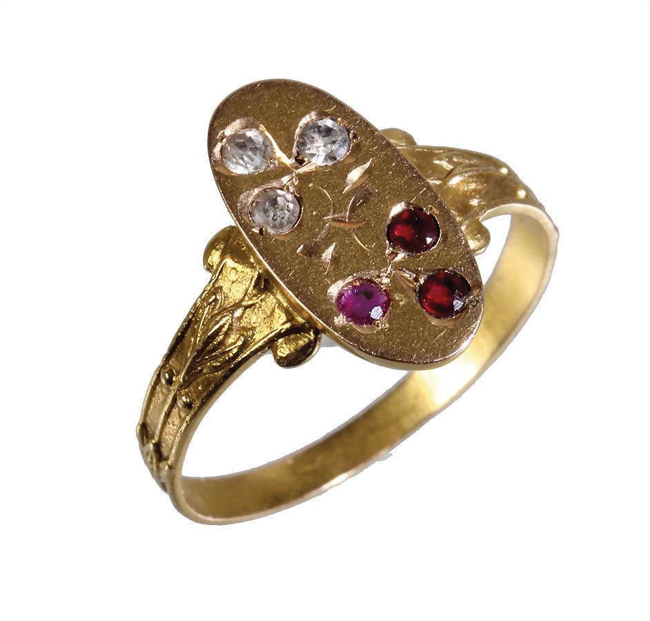 ring around 1870/'80s, yellow gold 750/000 (tested), 3 (1 of 1)