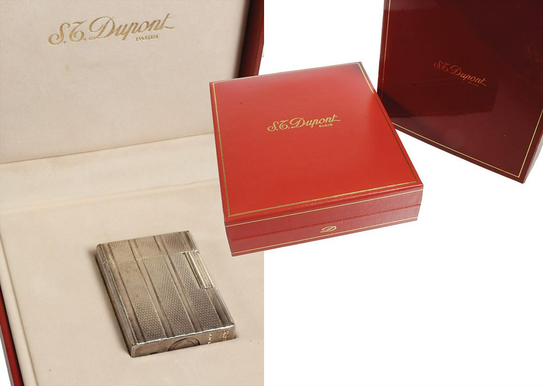 gas lighter, S.T. DUPONT de PARIS, silver-plated, No 17 (1 of 2)