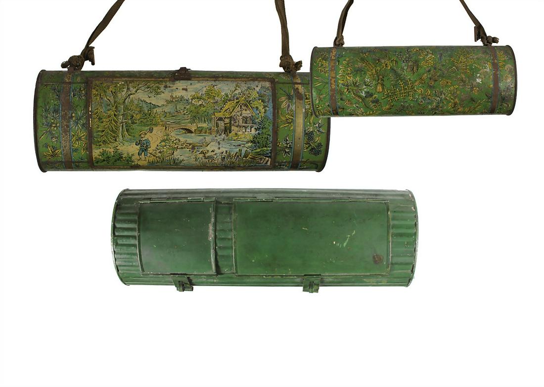 lot: 2 vasculums around 1900, 1 box is colored painted, (1 of 1)