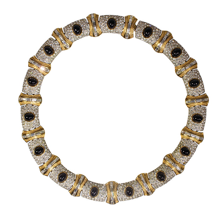 decorative necklace, metal yellow, signed A & S (Attwood & Sawyer), movable joints set with (1 of 2)