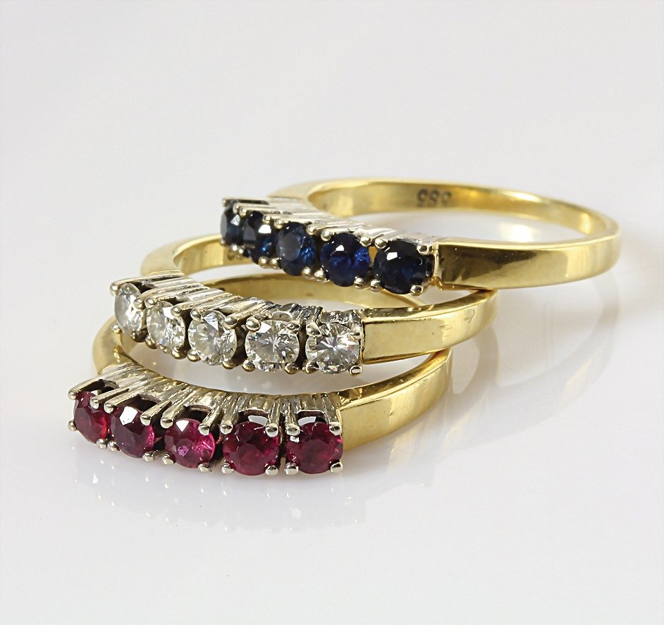 Lot: 3 MEMOIRE Ringe, GG 585/000, 5 Brillanten ca. 0,40 (1 of 1)