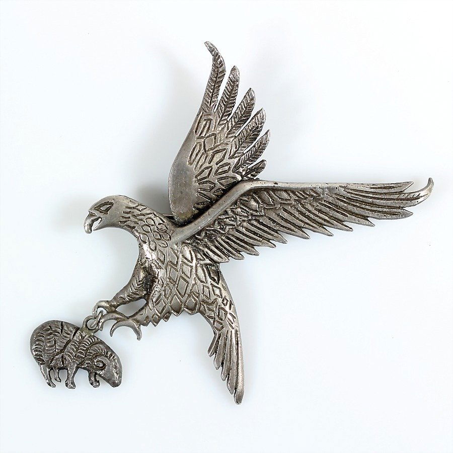 Brosche PERU, Silber 925/000, Adler der ein Schaf in (1 of 1)