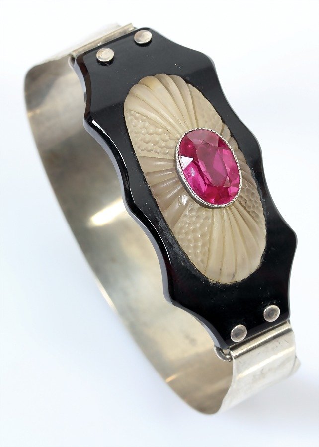 Armreifspange ART-DECO, IDAR-OBERSTEIN um 1930, Silber (1 of 1)