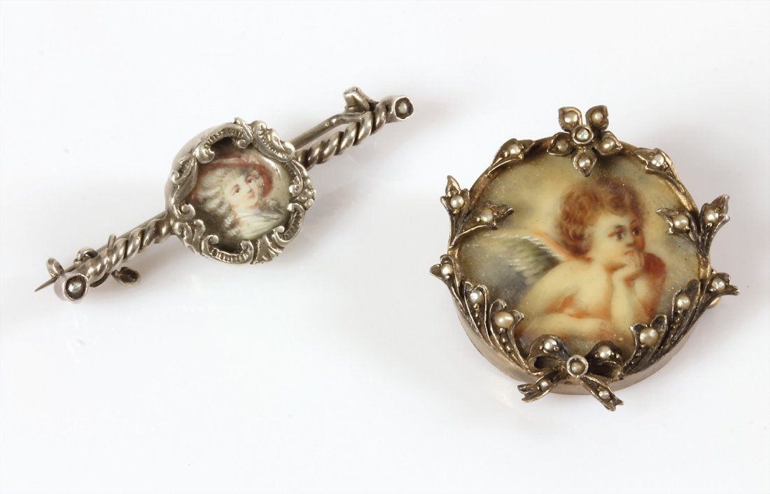 Lot Broschen um 1800/20: Brosche, Miniaturmalerei " (1 of 1)
