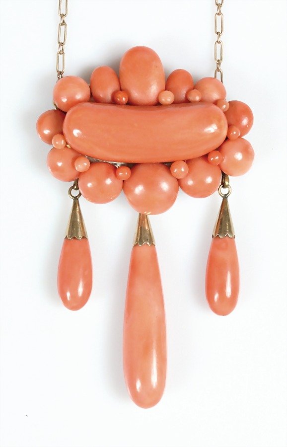 Korallencollier um 1880/1900, Anhänger in (1 of 1)