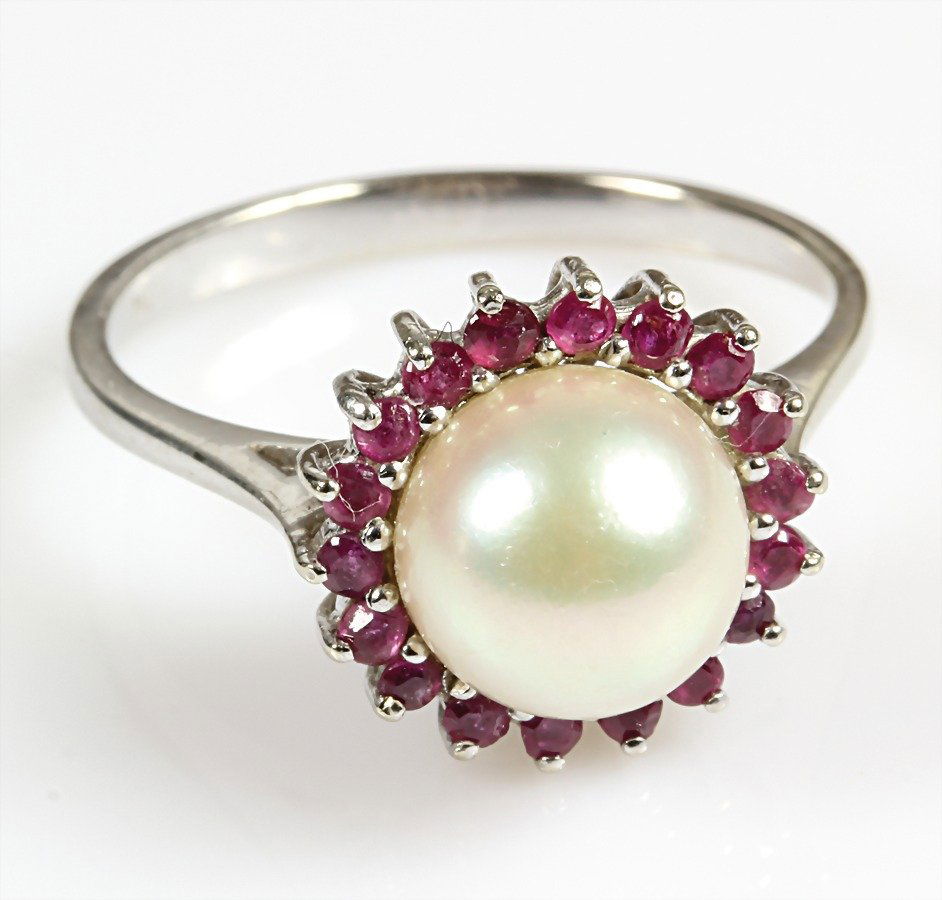 Ring 1960/70er Jahre, WG 750/000, Akoja-Perle D = 8,2 (1 of 1)