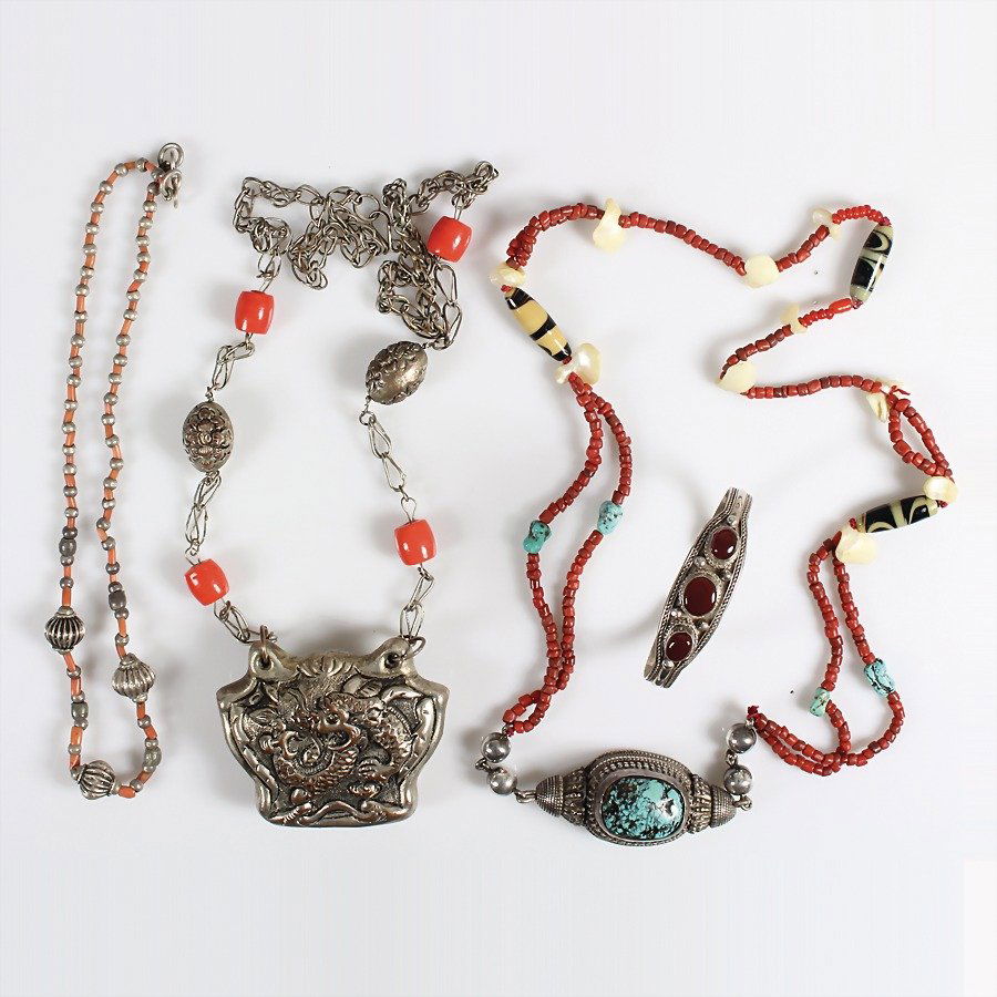 Lot: 4 Teile Schmuck aus Indien/Tibet, vorwiegend (1 of 1)