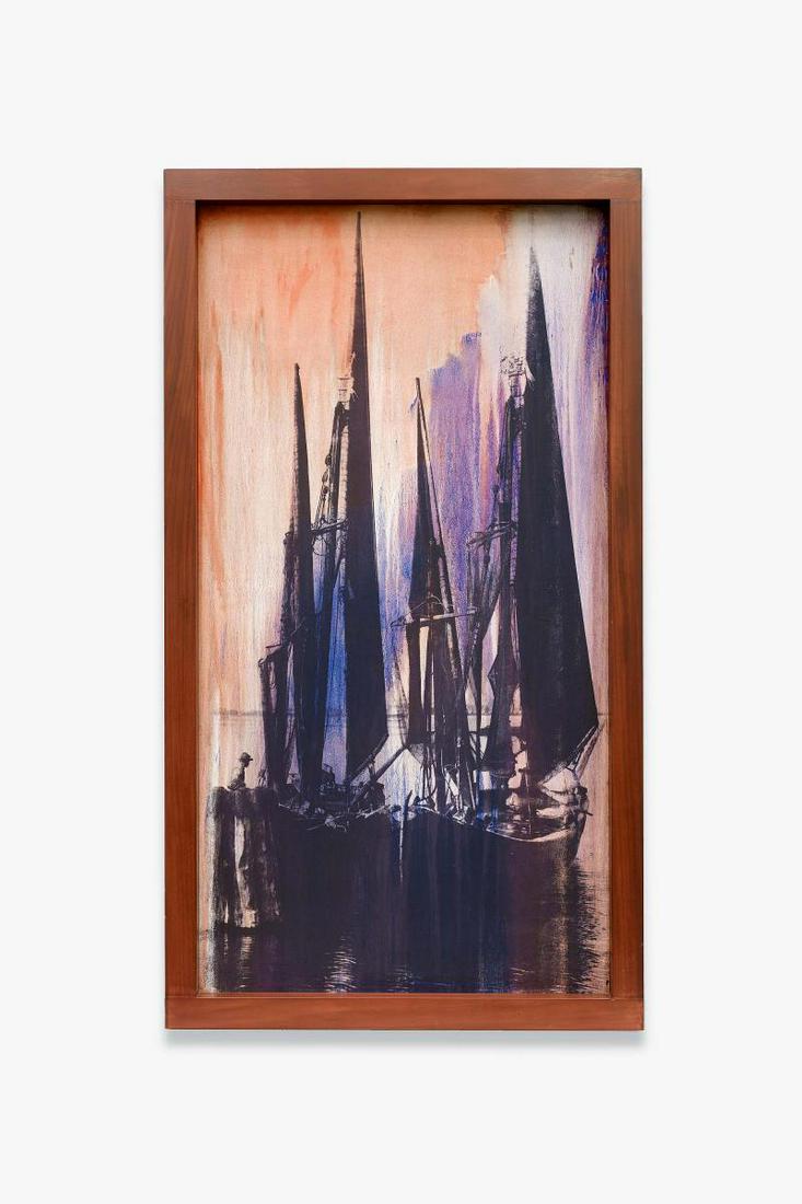 Gerhard Merz | Untitled: MERZ, GERHARD1947 MammendorfTitle: Untitled. Date: 1986. Technique: Pigment and silkscreen on canvas in artist's frame. Measurement: 270 x 150cm. Provenance:- Ga