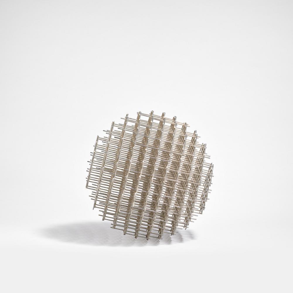 Francois Morellet | Sphére-Trame: MORELLET, FRANÇOISCholet 1926 - 2016Title: Sphére-Trame. Date: 1962. Technique: Stainless steel, welded. Ø 36cm. The multiple was published in an edition of 100 copies by Gal