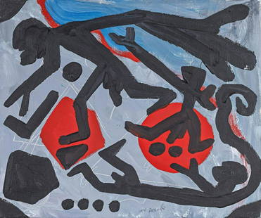 AR (Ralf Winkler) Penck | Untitled: PENCK, AR (RALF WINKLER)1939 Dresden - 2017 ZurichTitle: Untitled. Technique: Oil on canvas. Measurement: 50 x 60cm. Notation: Signed. lower centre: ar. penck. Frame/Pede