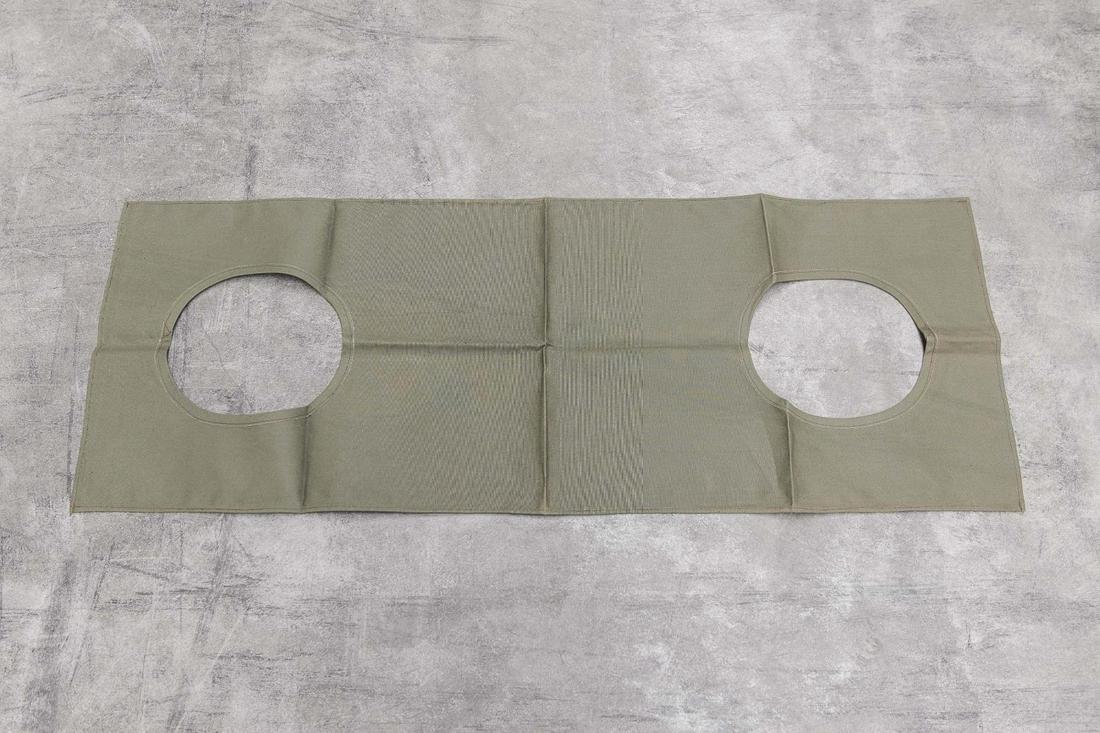 Franz Erhard Walther | Für Zwei (For Two): WALTHER, FRANZ ERHARD1939 FuldaTitle: Für Zwei (For Two). Date: 1967. Technique: Green tent fabric with two oval openingsMeasurement: . 0,5 x 46 x 122cm. Notation: Fol