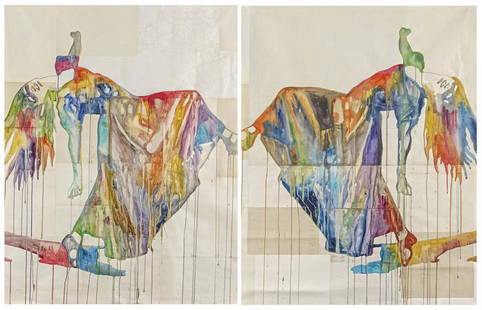 Ulla von Brandenburg | Tanz 1 & Tanz 2: BRANDENBURG, ULLA VON1974 KarlsruheTitle: Tanz 1 & Tanz 2. Subtitle: Diptych. Date: 2015. Technique: Each: Watercolour on old maps, collaged. Measurement: 140 x 110cm