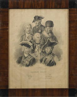 Wilhelm Devrient: Wilhelm Devrient (1799 Berlin - nach 1866 ebenda) "Preussens Helden". Originaltitel Lithographie/Papier, Druck L. Sachse & Co., erschienen bei G. Gropius, Berlin um 1835. Im Stein bez., Trockenstempel