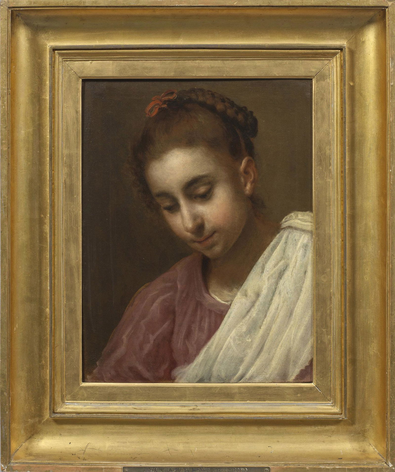 Anton Raphael Mengs: (1728 Aussig/Böhmen - 1779 Rom) attr.; Charakterkopf einer jungen Römerin Sehr fein, im duftig-weichzeichnerischen Stil des 18. Jhs. nach dem Leben gemalter Ausdruckskopf. Das etwa 18 Jahre