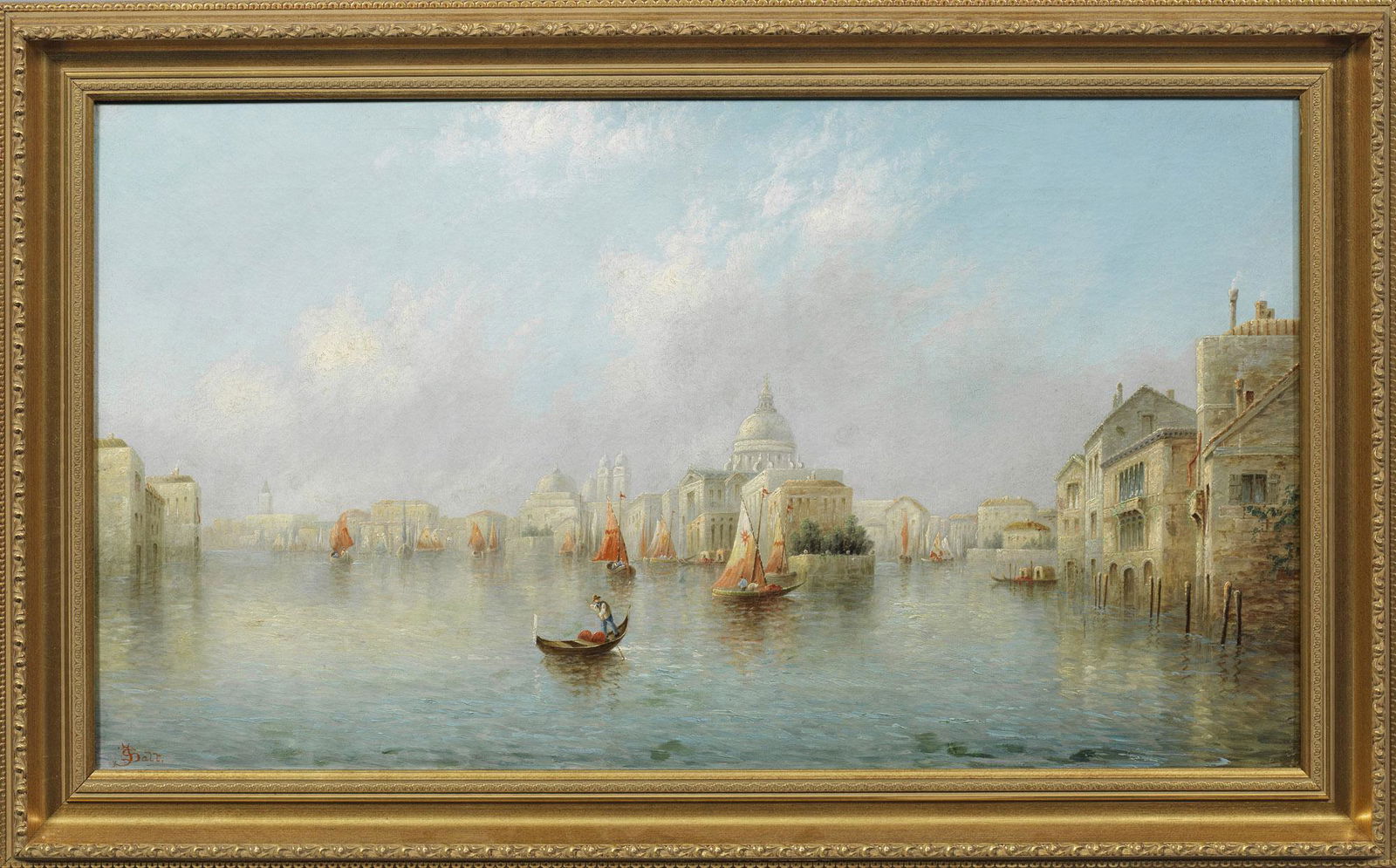 James Salt: (1850 - 1903) Venezianisches Capriccio In durchsichtig-vibrierenden, zarten Pastelltönen angelegtes Stimmungsbild des britischen Malers James Salt, der für seine freien Stadtveduten und Capr
