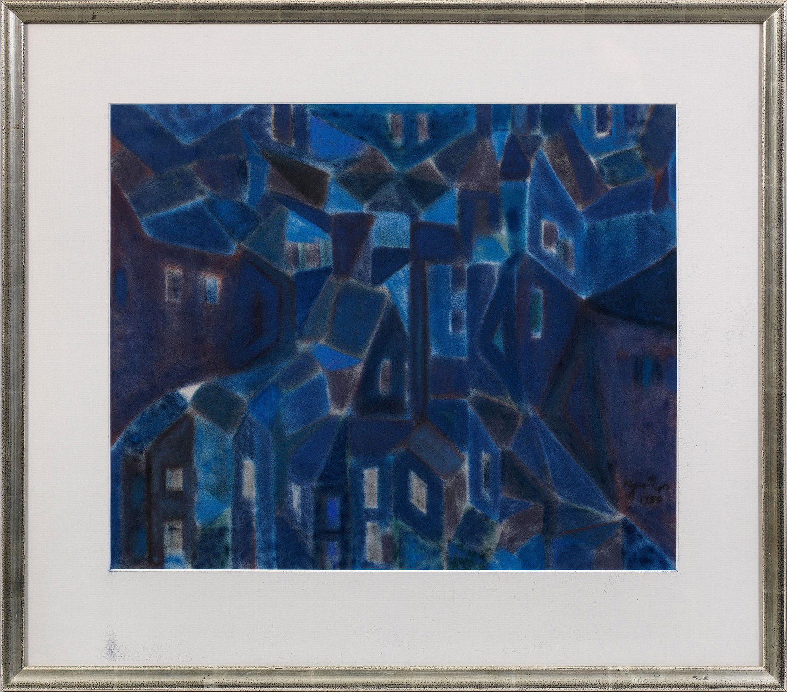 Ungarischer Maler der Gegenwart: (Tätig 2. Hälfte 20. Jh.) Nächtliche Stadt In der Tradition der Klassischen Moderne stehende, von Robert und Sonja Delaunay, August Macke, Paul Klee und dem Bauhaus geprägte, fl