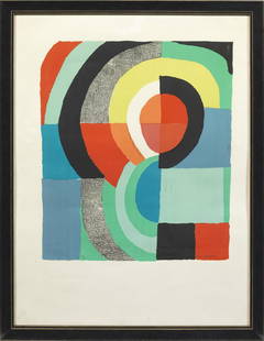 Sonia Delaunay-Terk: Sonia Delaunay-Terk (1885 Gradischsk/Hradysk/Russisches Kaiserreich/Ukraine - 1979 in Paris) "Tourbillon" (Wirbelwind). Originaltitel Farblithographie/Papier, 1976. Sign. u. nummeriert 52/75. Sonia De