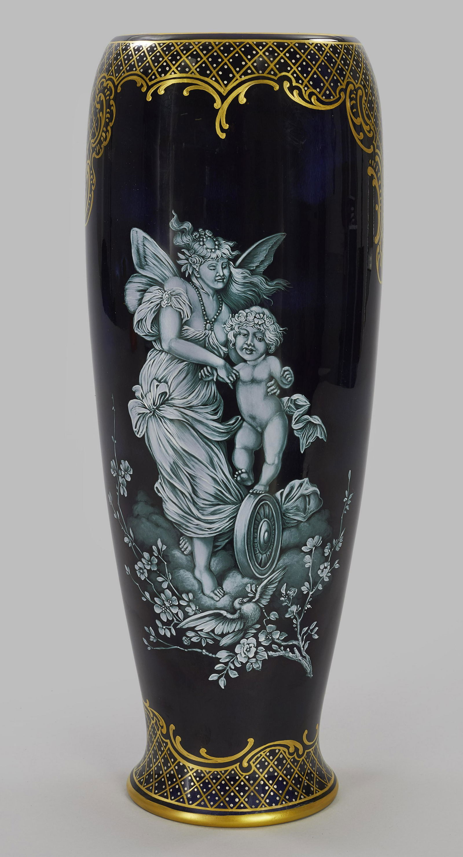 Große Ziervase mit Limoges-Emailmalerei (1 of 1)