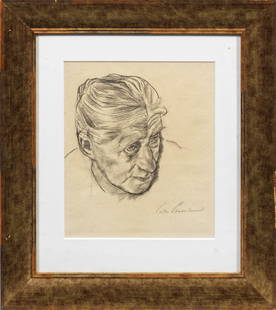 Lotte Laserstein: Lotte Laserstein (1898 Preußisch-Holland - 1993 Kalmar/Schweden) Porträtkopf einer älteren Frau Frühes, wohl Ende der 1920er Jahre bzw. um 1930 entstandenes, realistisches Bildnis der Neue
