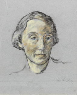Lotte Laserstein: Lotte Laserstein (1898 Preußisch-Holland - 1993 Kalmar/Schweden) Porträt einer Dame In ihrer schwedischen Zeit nach 1937 entstandenes Bildnis. Pastell/hellgraues Papier. R. u. sign.; Ca. 47 cm x