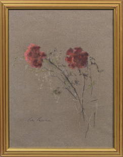 Lotte Laserstein: Lotte Laserstein (1898 Preußisch-Holland - 1993 Kalmar/Schweden) Rote Nelken Impressionistisches, wohl in den 1960er/70er Jahren entstandenes Blatt, bei dem Laserstein die Blütenstängel zart