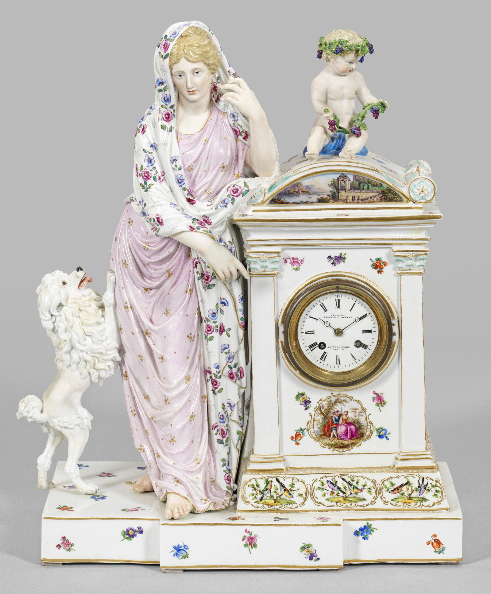 Klassizistische Figurenpendule mit Dame und Pudel (1 of 1)