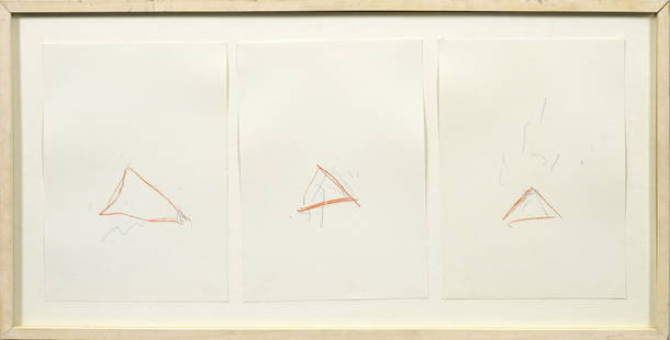 Norbert Prangenberg: Norbert Prangenberg (1949 Rommerskirchen - 2012 Krefeld) Drei Blätter mit Abstraktionen Bleistift u. Farbstift/Papier. Verso auf dem Rückenkarton bez. u. dat. 1979. Jeweils ca. 30 cm x 22 cm