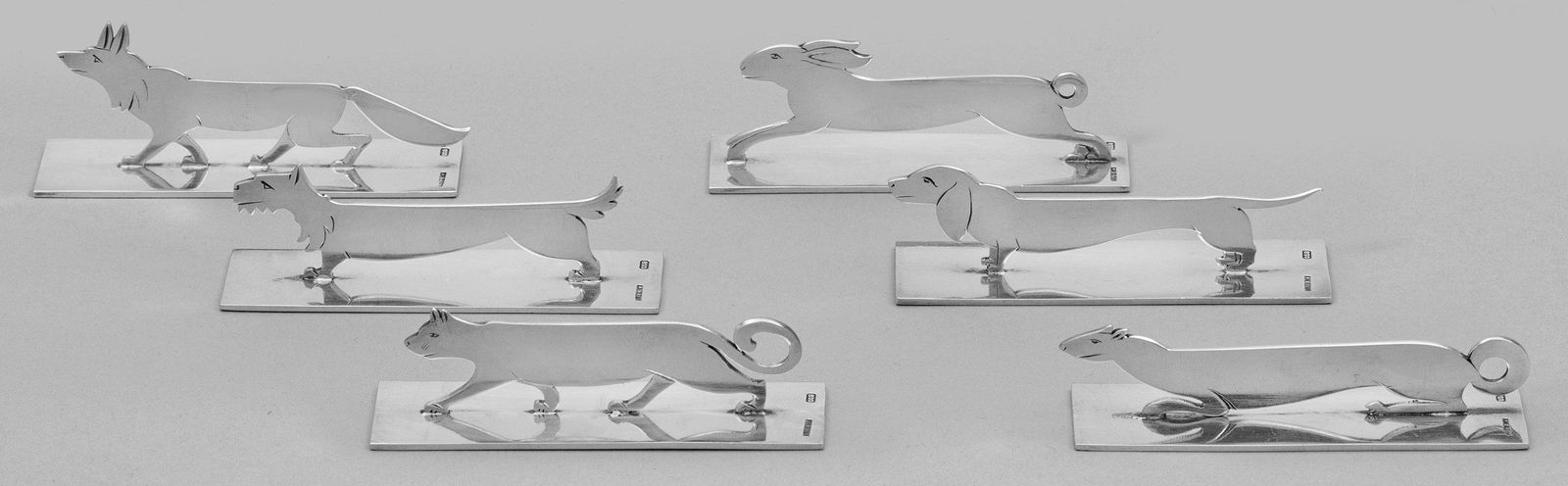 Satz von sechs figÃ¼rlichen Art DÃ©co-MesserbÃ¤nken (1 of 1)