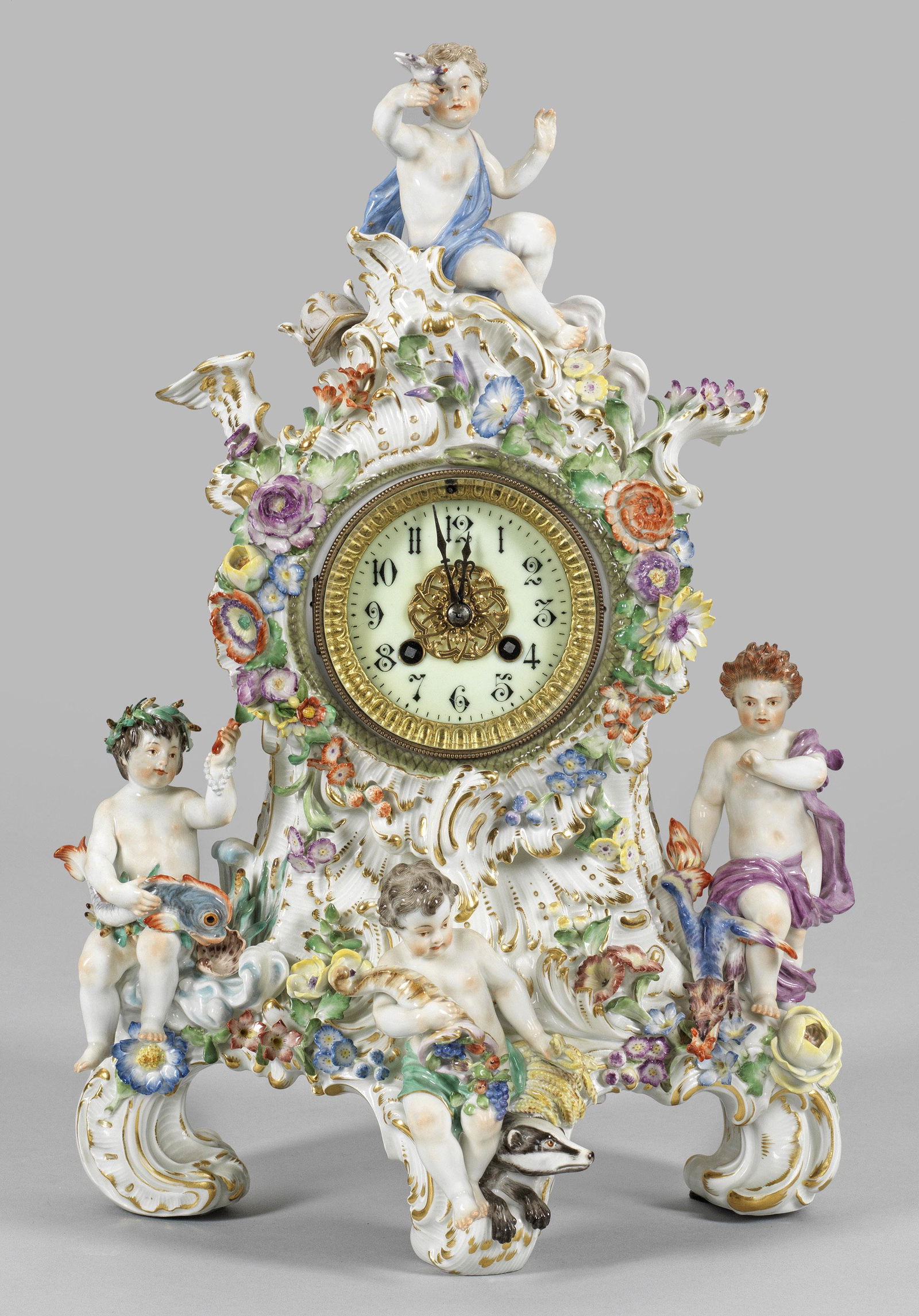 PrÃ¤chtige Porzellanpendule mit Allegorien der vier Elemente (1 of 1)
