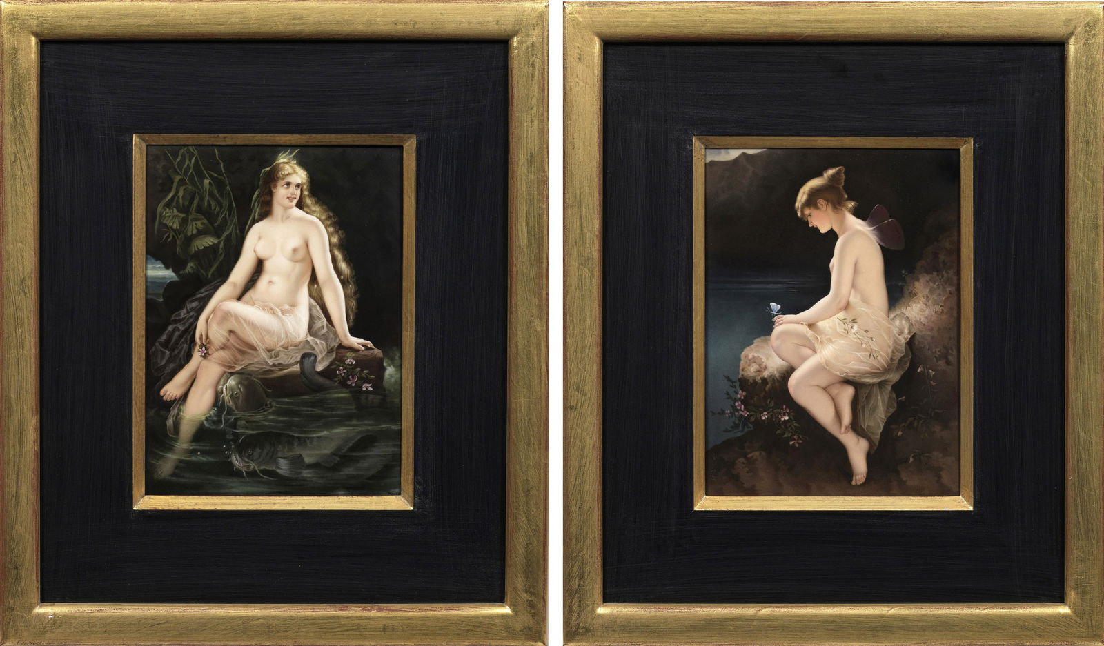 Paar PorzellangemÃ¤lde mit Darstellung von Nymphen (1 of 1)